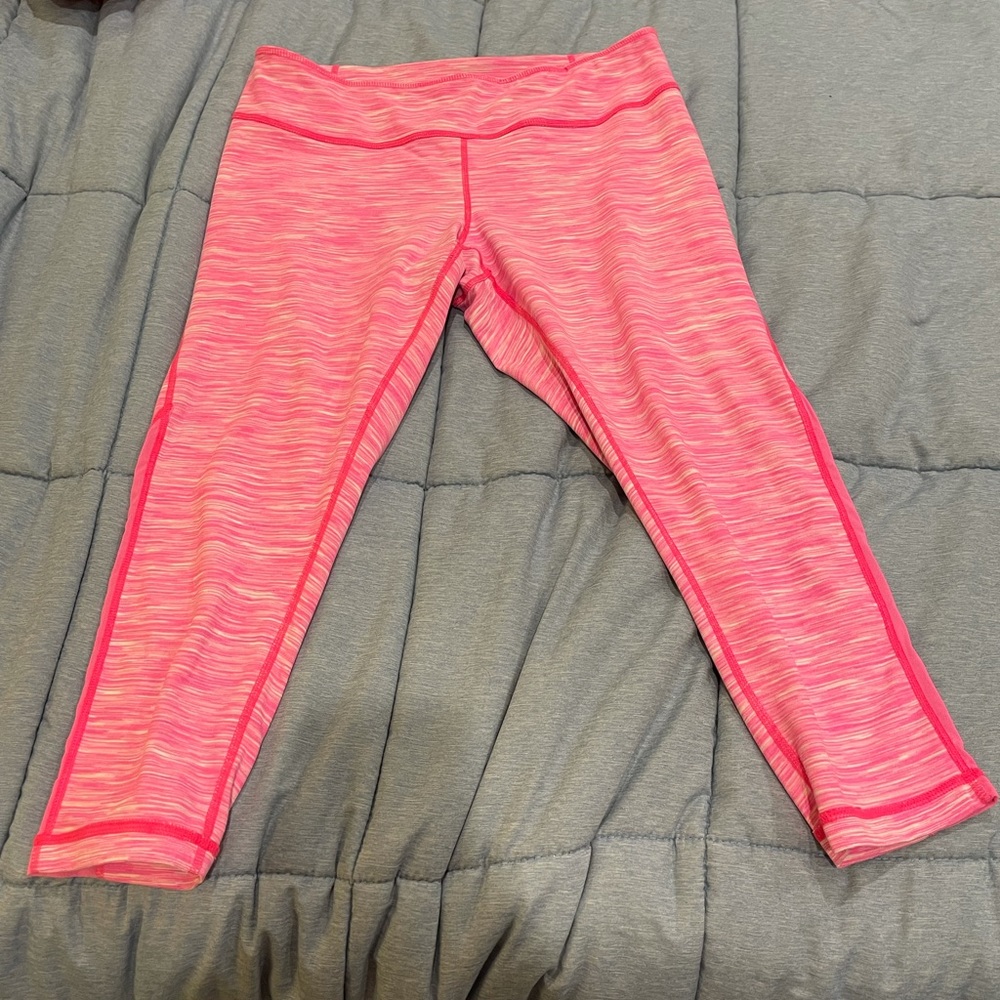 Zella Pink Heathered Studio Crop Leggings